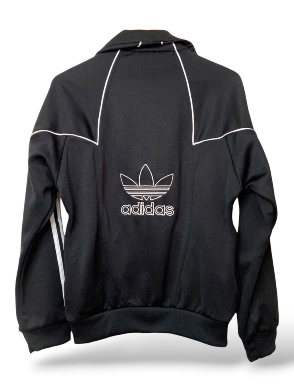 Adidas jacket black& white men 3 stripes zip up pockets size XS